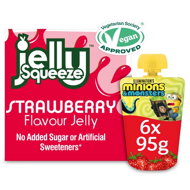 Jelly Squeeze strawberry jelly pouches multipack 6 x 95g, UK version