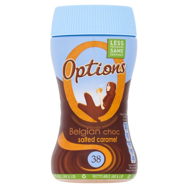Options salted caramel hot chocolate drink 220g, imported from the UK