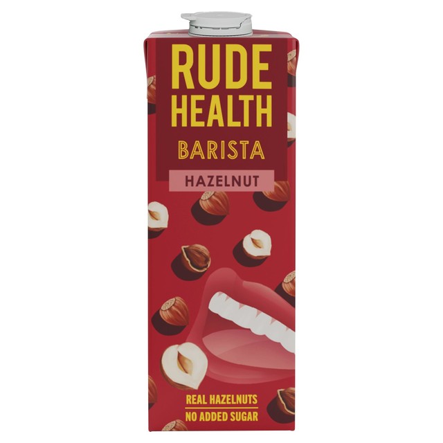 Rude Health hazelnut barista drink, imported from the UK