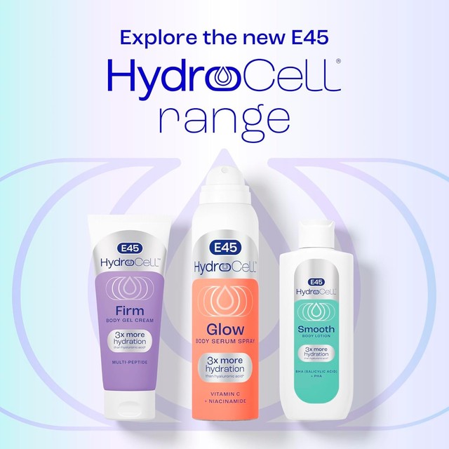 E45 Hydrocell Glow body lotion spray (British brand)