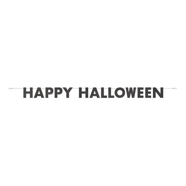 Unique Party Happy Halloween Glitter Black Banner 9 ft, UK version