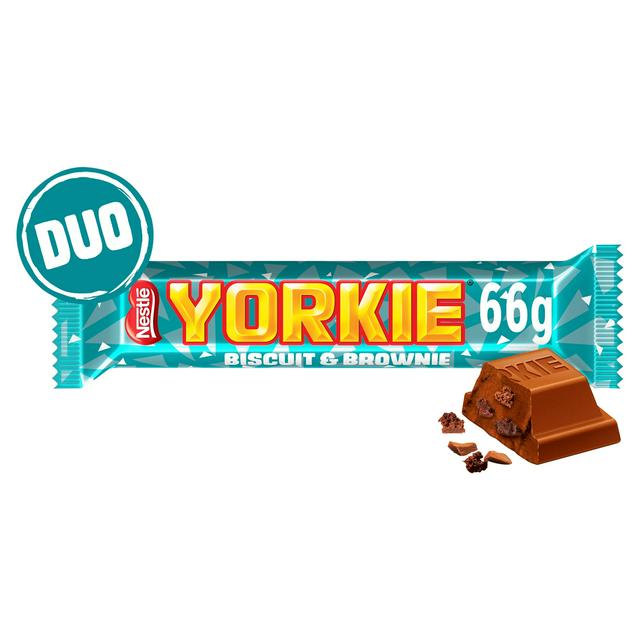 Yorkie Duo Biscuit Brownie Flavour Milk Chocolate Bar 66g