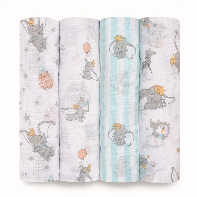 Aden & Anais muslin swaddle blankets Dumbo 4 pack - British product