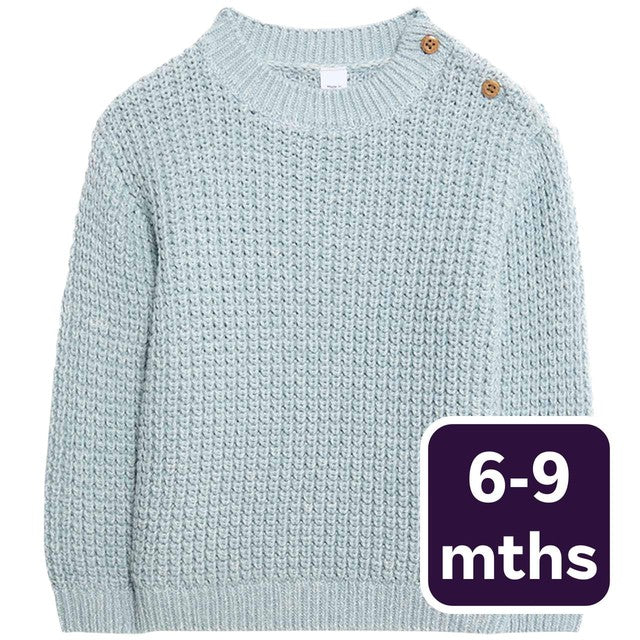 M&S boys pure cotton open knit jumper blue 6-9 months, imported from the UK