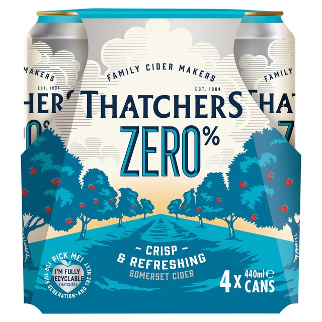 Thatchers Zero low-alcohol cider 4 x 440ml cans (British brand)