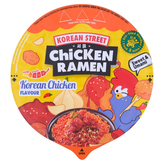 Korean Street chicken ramen bowl instant noodles, imported from the UK