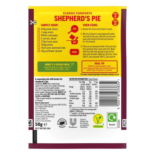 Colman's shepherd's pie recipe mix 50g - British product