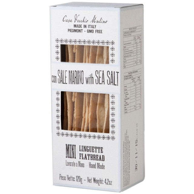 Vecchio Mulino Mini Lingue flatbreads with sea salt 120g (British brand)