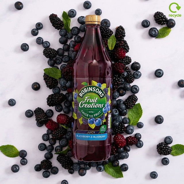 Robinsons blackberry and blueberry squash 1L, imported from the UK