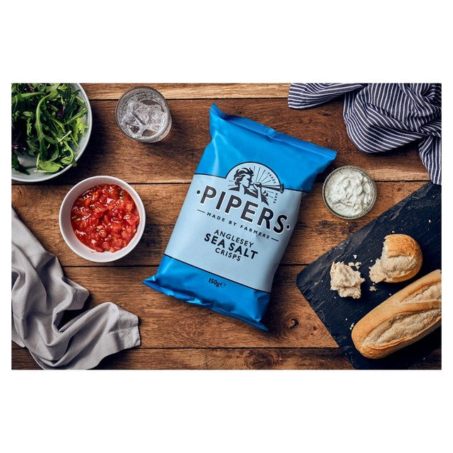 Pipers Anglesey sea salt crisps 150g, imported from the UK