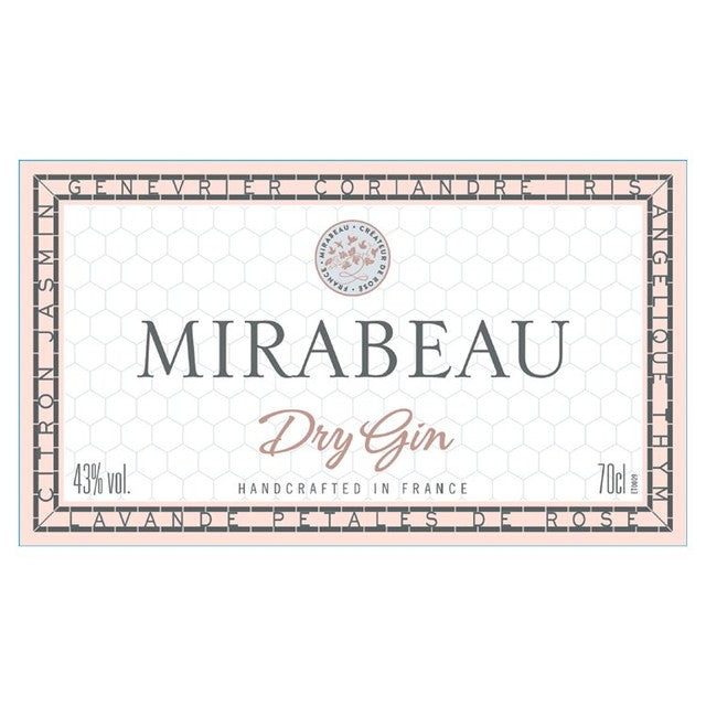 Mirabeau Dry Rose Gin 70cl, imported from the UK