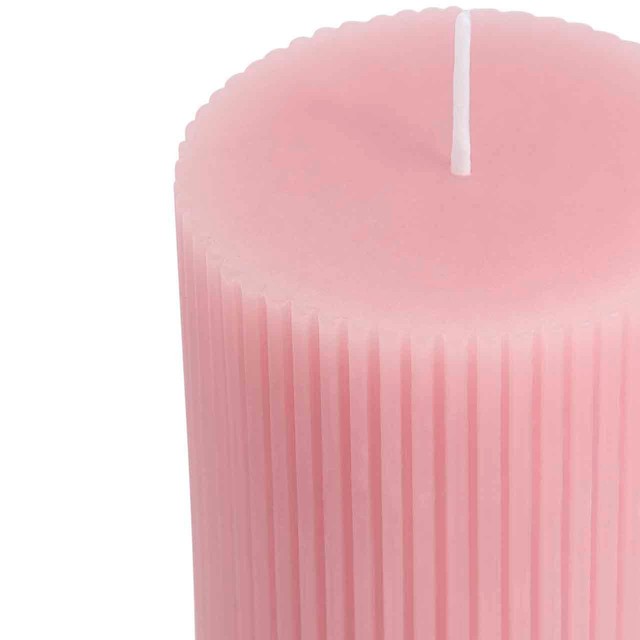 M&S ridged pillar candle in pink, UK version