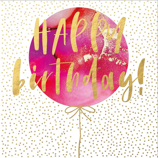 Abacus Happy Birthday Balloon Foil Dot Card 160 x 160mm, UK version