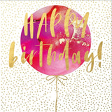 Abacus Happy Birthday Balloon Foil Dot Card 160 x 160mm, UK version