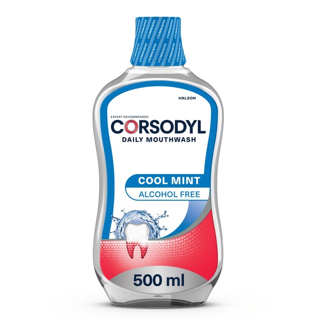 Corsodyl cool mint alcohol-free mouthwash 500ml - British product