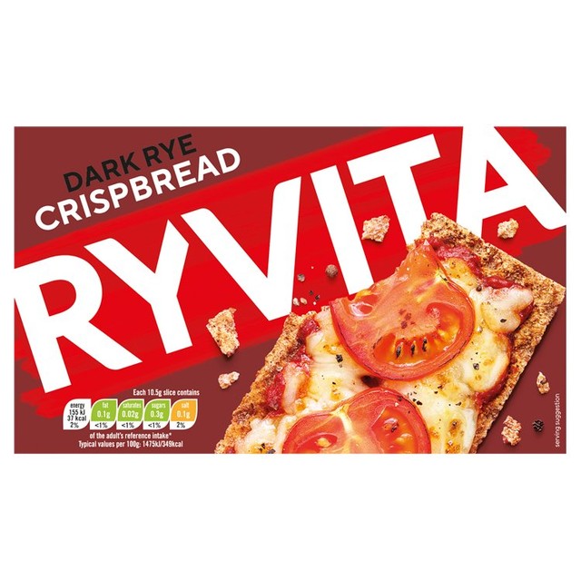 Ryvita dark rye crispbread 250g, imported from the UK
