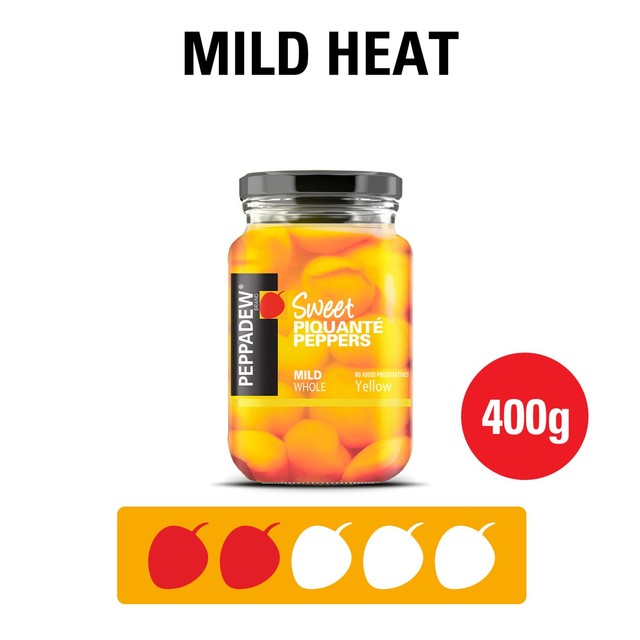Peppadew mild whole yellow pickled peppers 400g, imported from the UK
