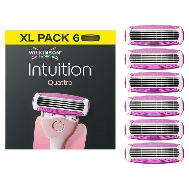 Wilkinson Sword Intuition Quattro women's razor blade refills 6-count (British brand)