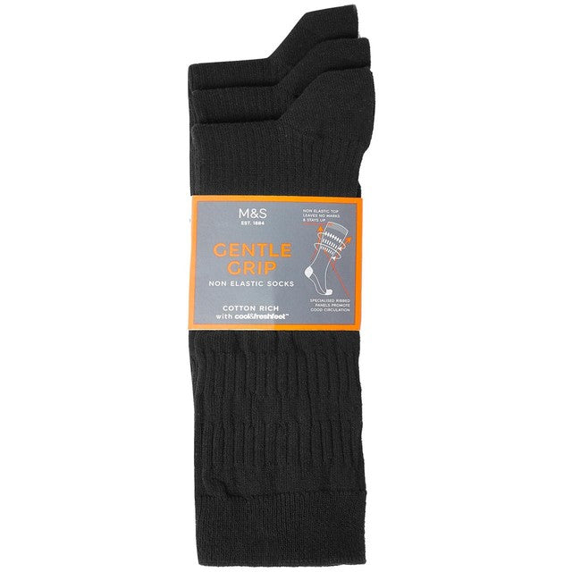 M&S Cool & Fresh Cotton Rich Socks, Size 9-12, Black, imported from the UK