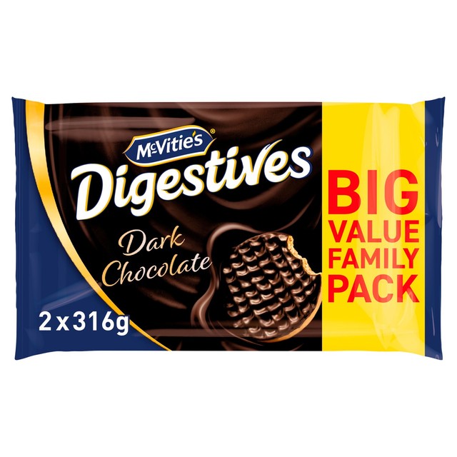 McVitie's dark chocolate digestive biscuits 2x316g twin pack, imported from the UK