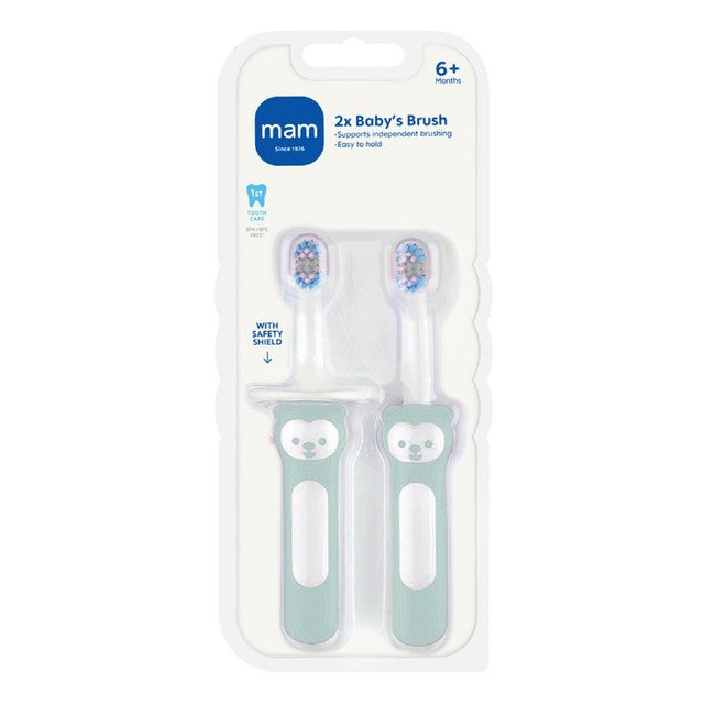 MAM baby toothbrush double pack with safety shield - British product