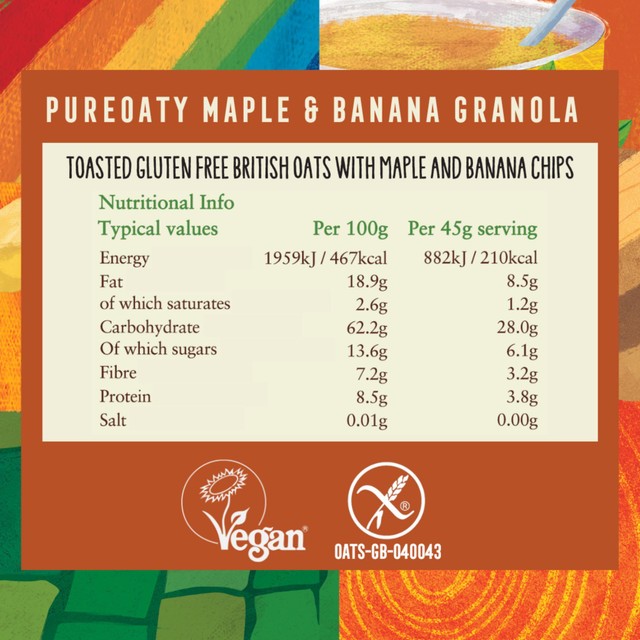 Glebe Farm maple and banana granola 325g, imported from the UK
