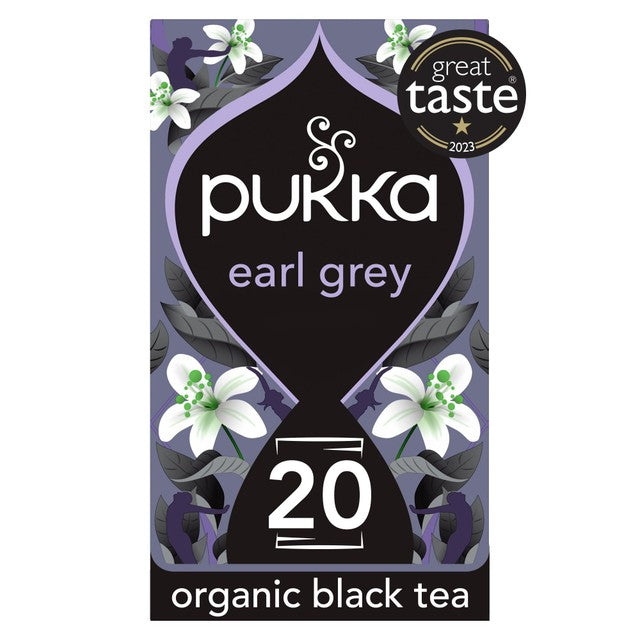 Pukka Herbs Earl Grey tea bags 20 pack, imported from the UK