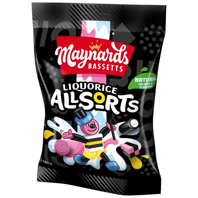 Maynards Liquorice Allsorts Sweets 165g, imported from the UK