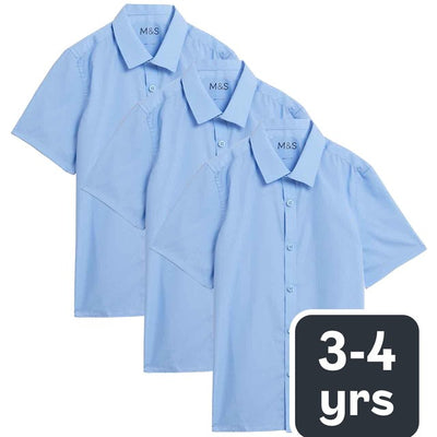 M&S M&S Boys Slim Fit School Shirts Blue 3-4 Years- Buy online at McGrocer