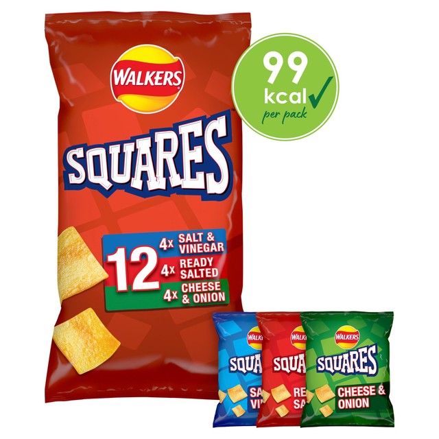 Walkers Squares multipack potato snacks variety mix 264g (British brand)