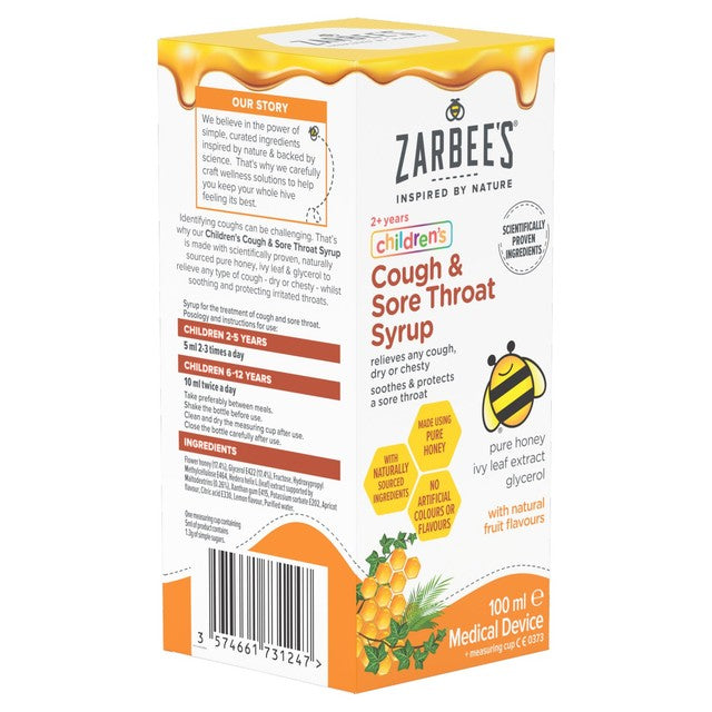 Zarbee's Children's Cough & Sore Throat Syrup 100ml (British brand)