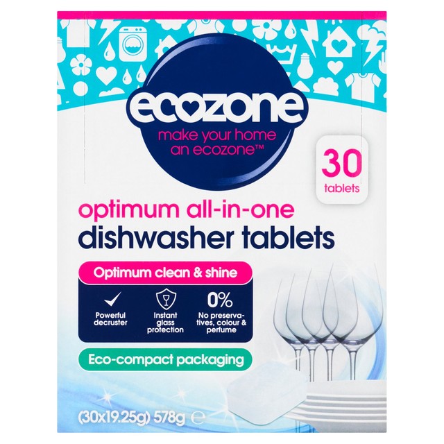 Ecozone Optimum All-in-One Dishwasher Tablets 30 count - British product