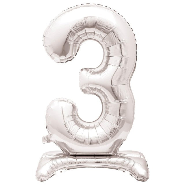 Unique Party giant silver foil number 3 balloon 76cm, UK version
