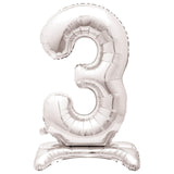 Unique Party giant silver foil number 3 balloon 76cm, UK version