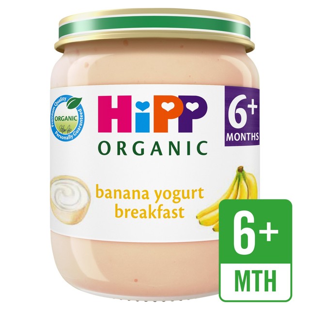 HiPP banana yogurt breakfast baby food jar 125g, UK version