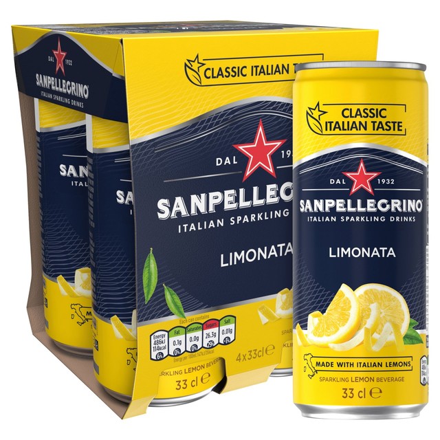 San Pellegrino Classic Taste Lemon sparkling drink 4 x 330ml (British brand)