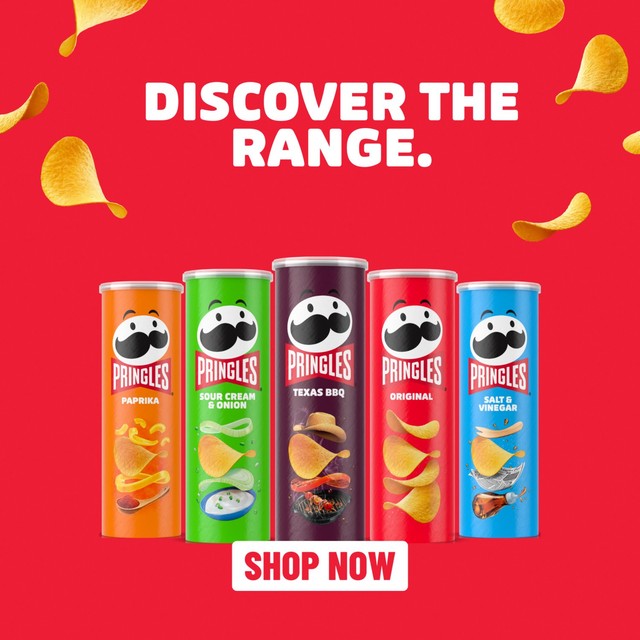 Pringles Texas BBQ sauce flavour sharing crisps 185g, imported from the UK
