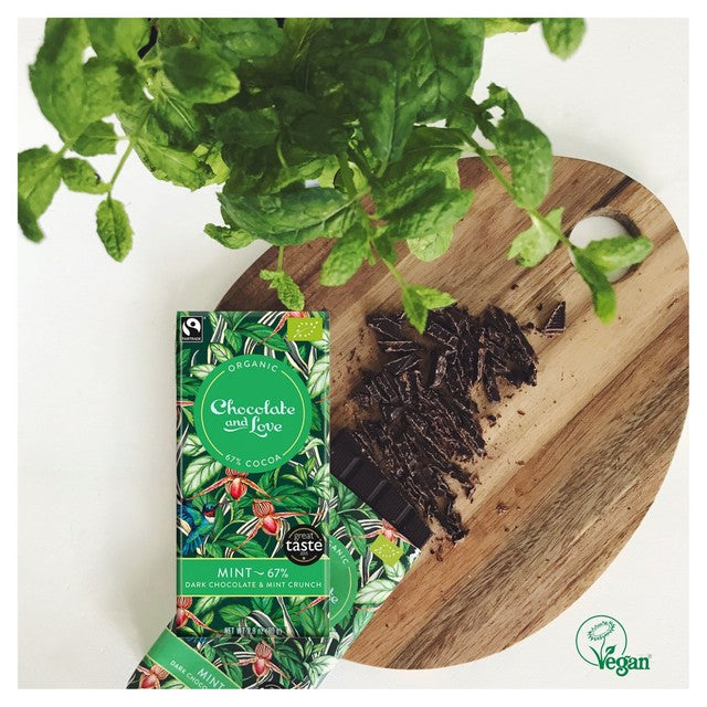 Chocolate and Love mint dark chocolate bar 80g - British product