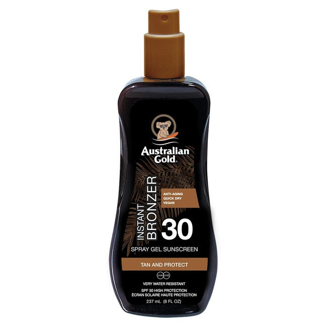 Australian Gold SPF 30 sunscreen spray with instant bronzer 237ml - British product