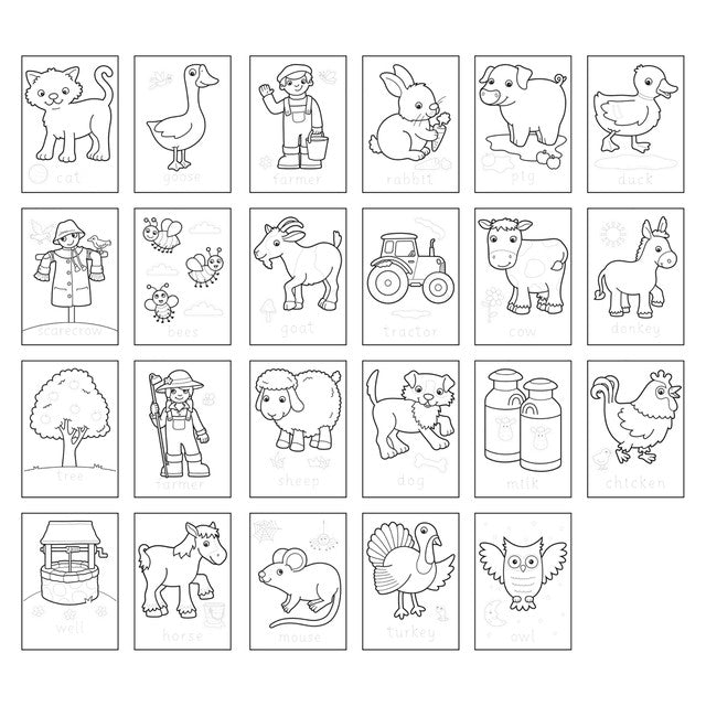 Orchard Toys Farmyard Sticker Colouring Book A4 Size, imported from the UK