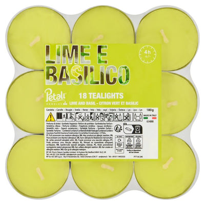 Price's Candles Bougies chauffe-plat parfumées Petali Citron vert et Basilic lot de 18