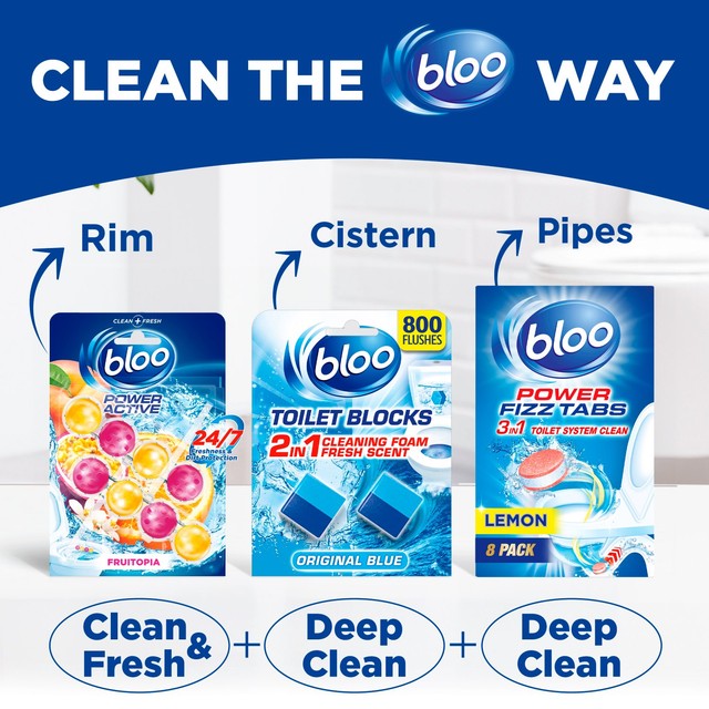 Bloo Power Active Fruitopia toilet rim block (British brand)