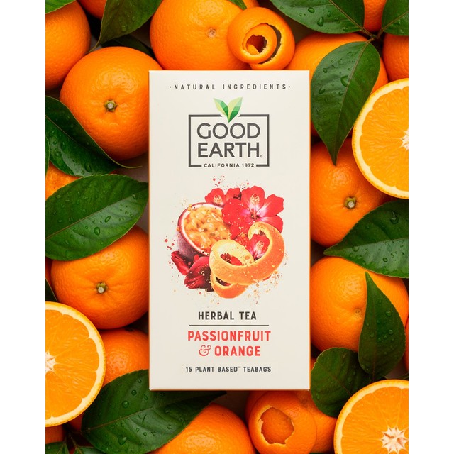 Good Earth Orange and Passionfruit herbal tea 15 teabags, UK version