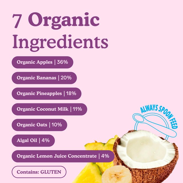 Little Freddie organic baby food pouch with coconut and tropical fruits 90g, UK version