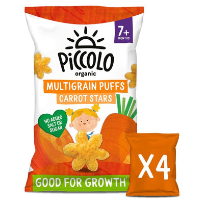 M&S Piccolo Organic Baby Snack Carrot Stars Puffs 4 x 15g- Buy online at McGrocer