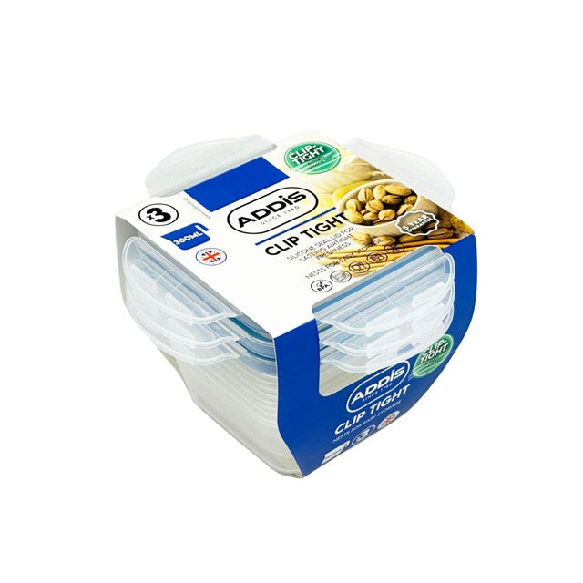 Addis Clip Tight square food storage containers 300ml - British product
