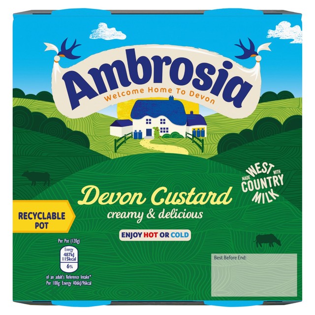 Ambrosia Devon Custard Dessert Pots 4 x 120g - British product