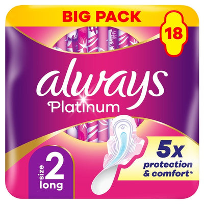 M&S Always Platinum Long Sanitary Towels with Wings Size 2- اشترِ عبر الإنترنت من McGrocer