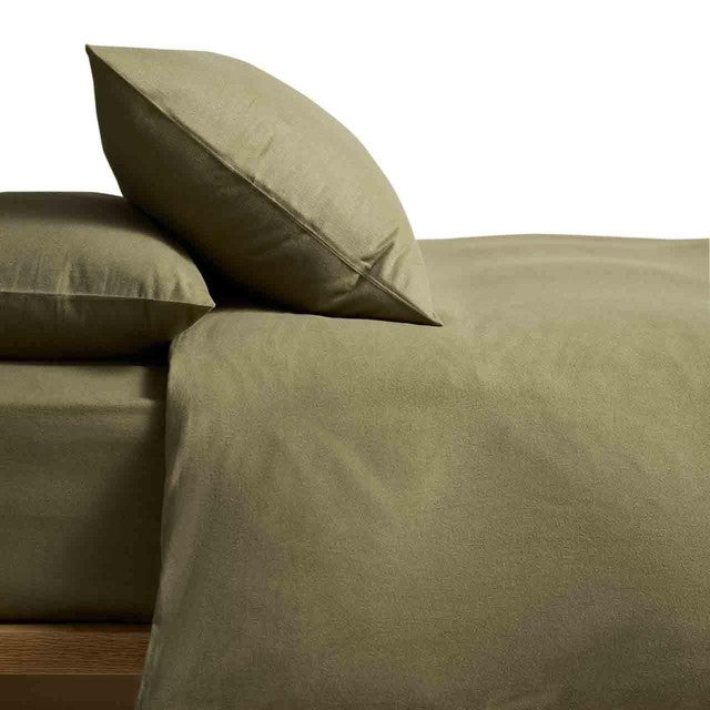 M&S brushed cotton bedding set super king olive (British brand)