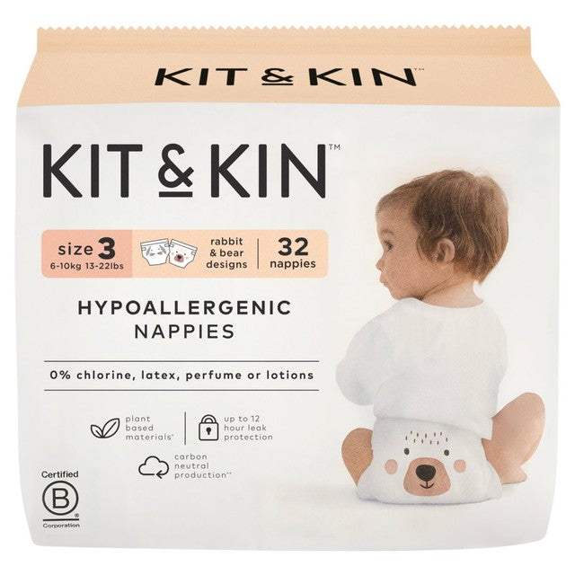 Kit & Kin hypoallergenic nappies size 3 (6-10kg), UK version